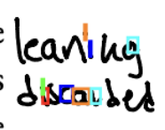 Letters of a hand-writing word detected as lines